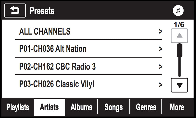 Store your favorite SiriusXM Satellite Radio channels with Chevrolet Factory Radio Presets