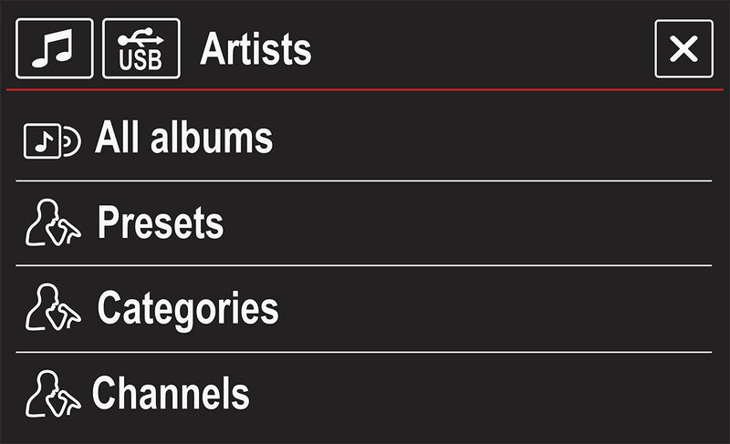 Use Volkswagen factory radio controls to search artists, presets, channels and more